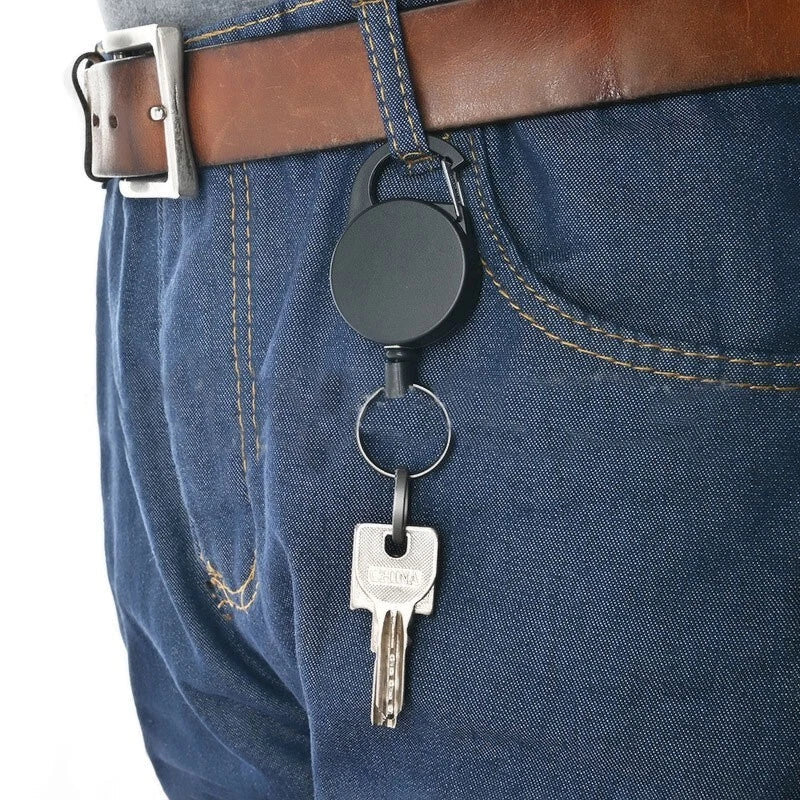 2pcs Plastic High Rebound Telescopic Key Chain Buckle Anti-theft Steel EDC Ring EDC - KOEEK