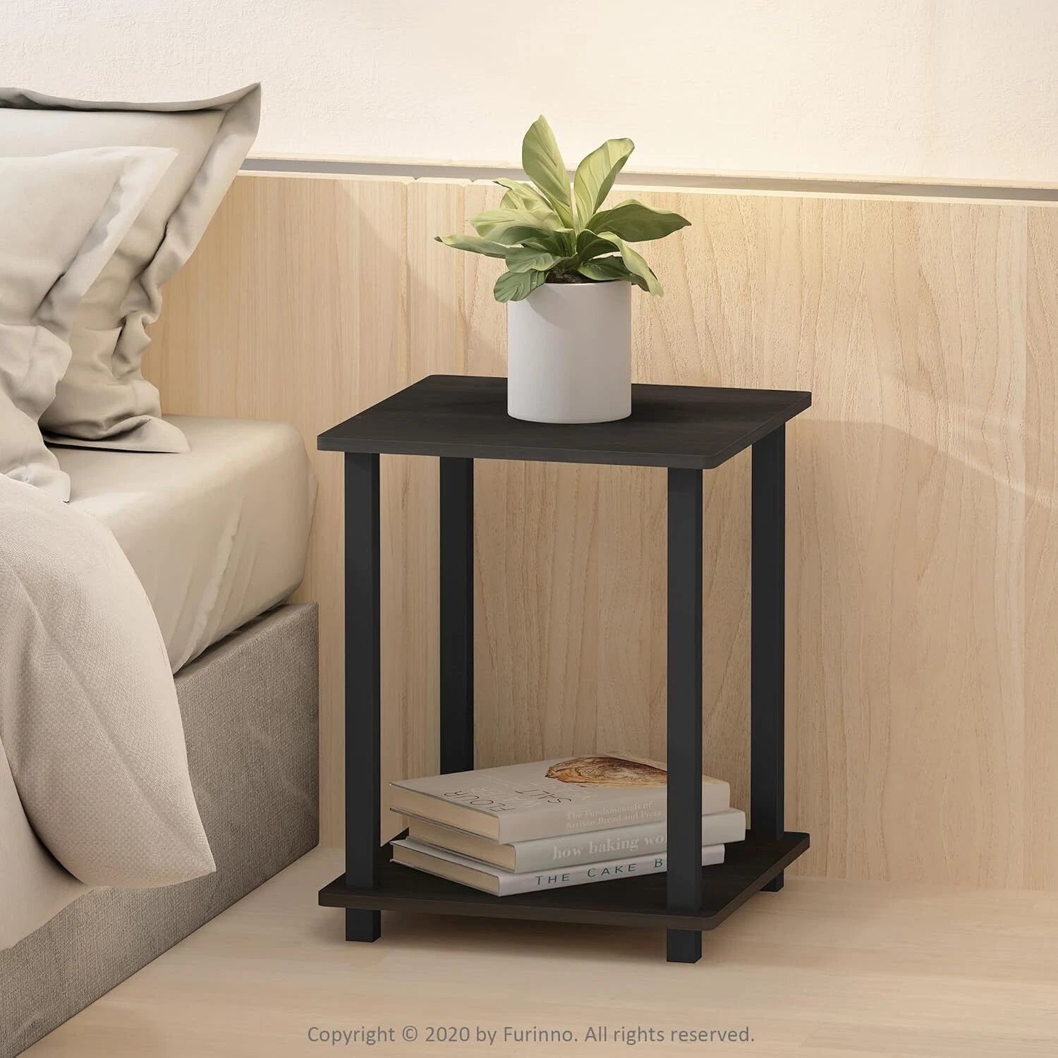 Simplistic Set of 2 End Table, Espresso/Black 07FC0E-D4 - KOEEK