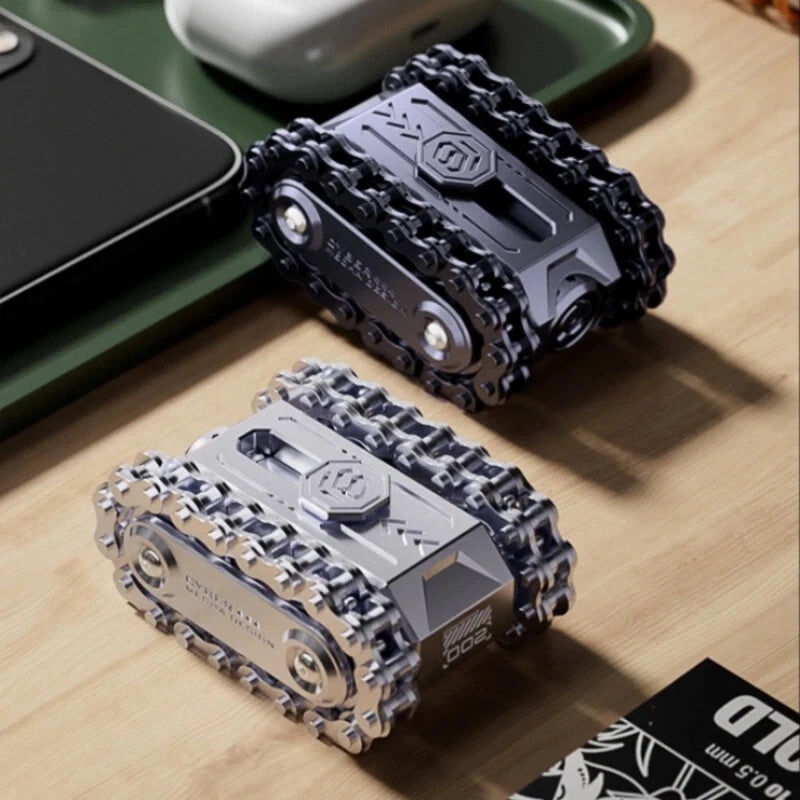 EDC Tank Roller Fidget Spinner Metal Ratchet Push Card Slider Fingertip Toy 07FC0E-D4 - KOEEK