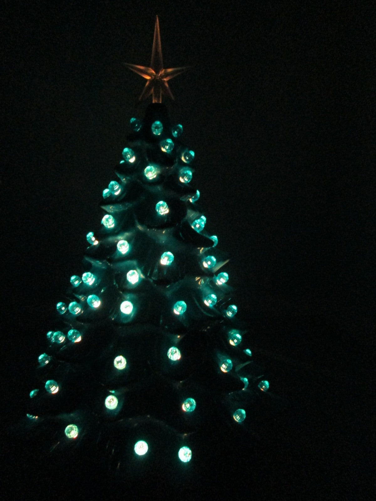 "Light Blue Glazed  Ceramic Christmas Tree"  ly Made/ Extra Lights 07FC0E-D4 - KOEEK