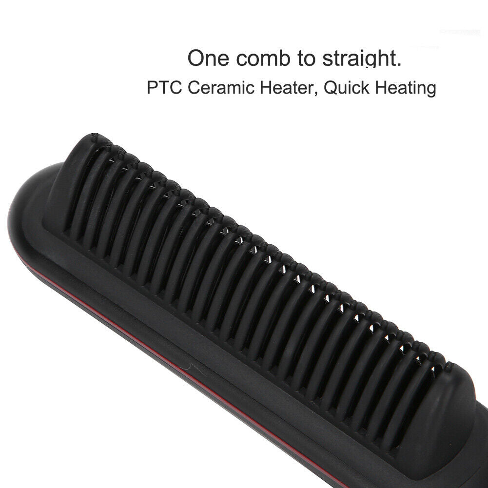 new Electric Hair Comb Anti Scald Beard Brush US Plug 110V(Black )(Black ) HGF koeek - KOEEK