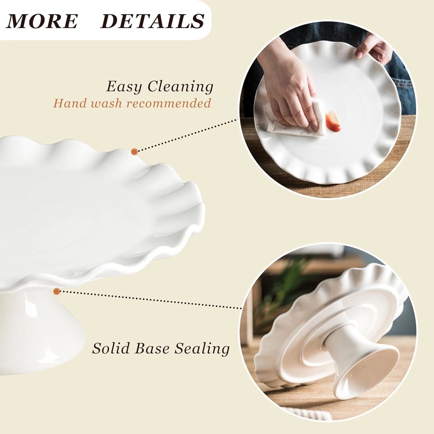 White Cake Stand, 10 Inch Cake Stands for Tea Party, Round Dessert Stand 07FC0E-D4 - KOEEK