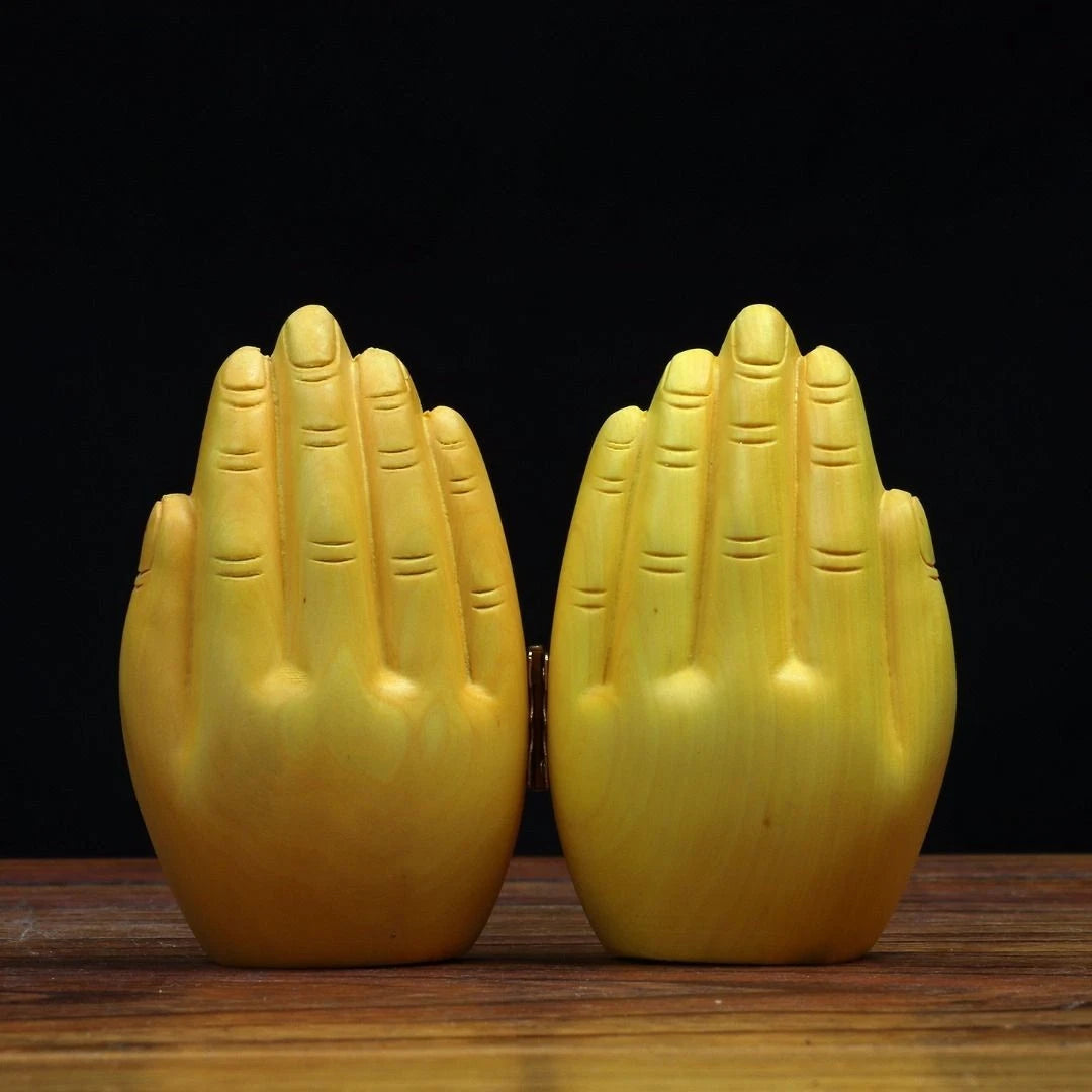 Boxwood Carved Guanyin Guardian Figurine Wooden Handheld Buddha Statue 07FC0E-D4 - KOEEK