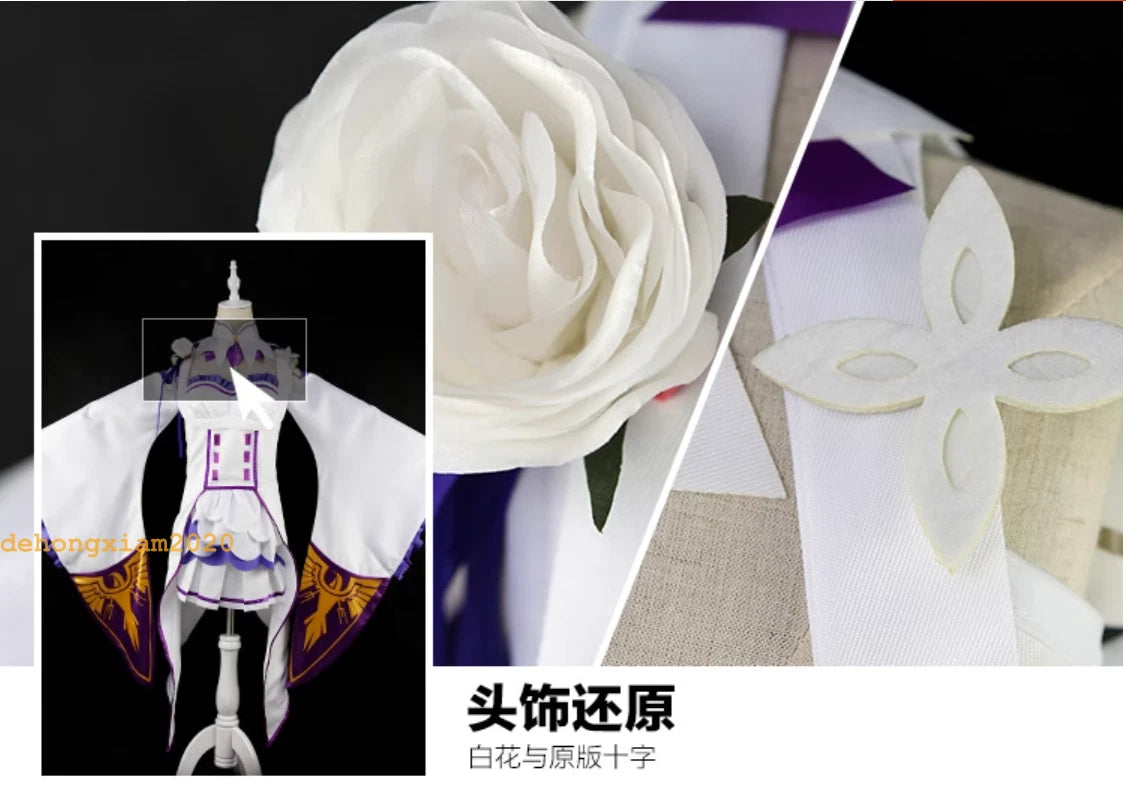 Anime Re:Zero kara Hajimeru Isekai Seikatsu Emilia Cosplay Costume Stocking 07FC0E-D4 - KOEEK