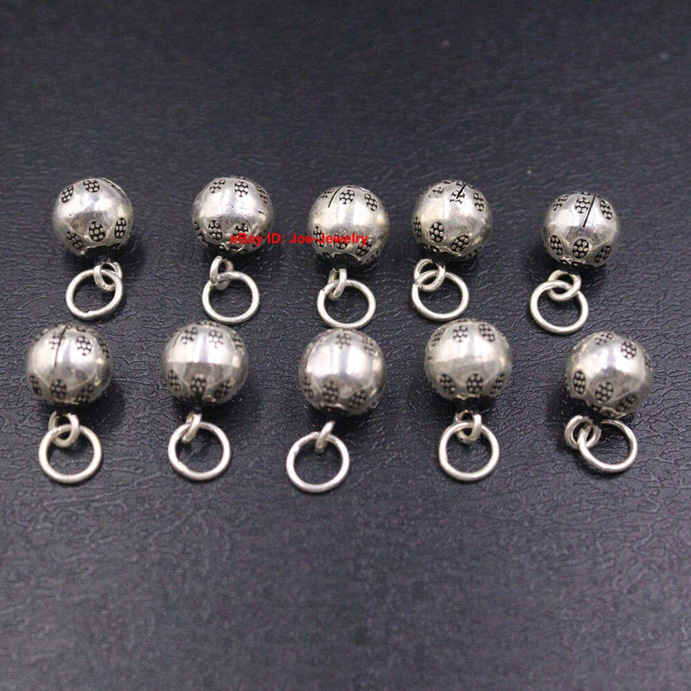 2pcs  925 Sterling Silver Small Bell Pendant 17m L Wholesale Make a sound 07FC0E-D4 - KOEEK