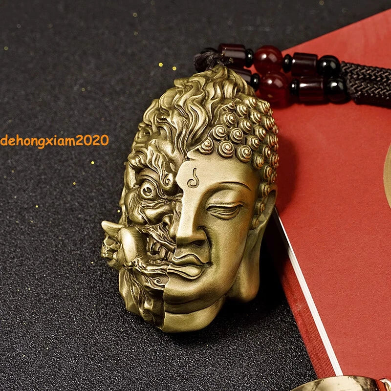 Copper Buddha 'Demon or Saint moment apart‌‌ 'Buddha Head Rope Gift Pendant 07FC0E-D4 - KOEEK