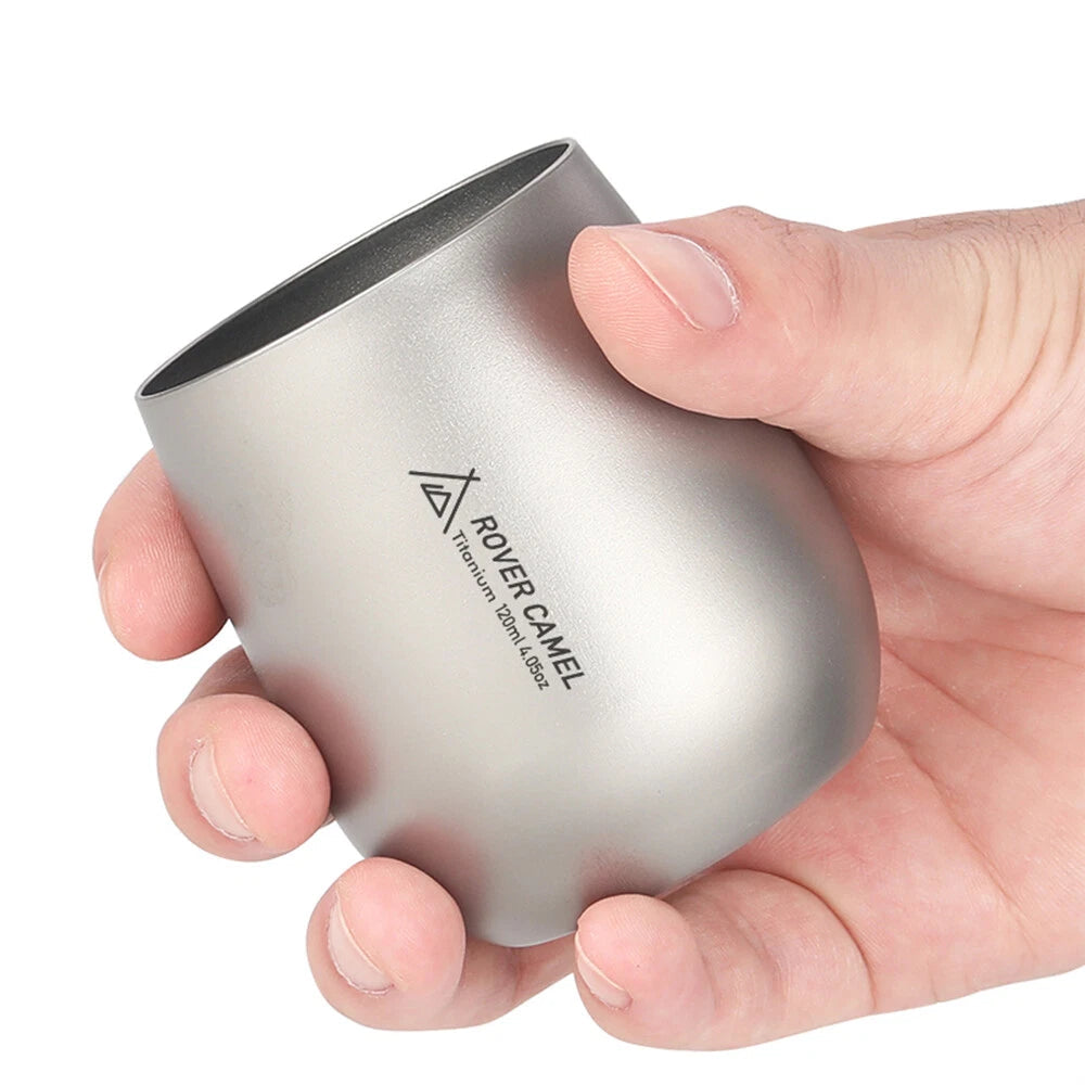 Titanium Water Cup Outdoor Camping Hiking Double Wall Tea Pot Coffee Mug 120ml 07FC0E-D4 - KOEEK