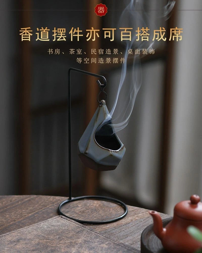 Hanging Ceramic Incense Burner Indoor Home Decor Zen Iron Art Aromatherapy 07FC0E-D4 - KOEEK
