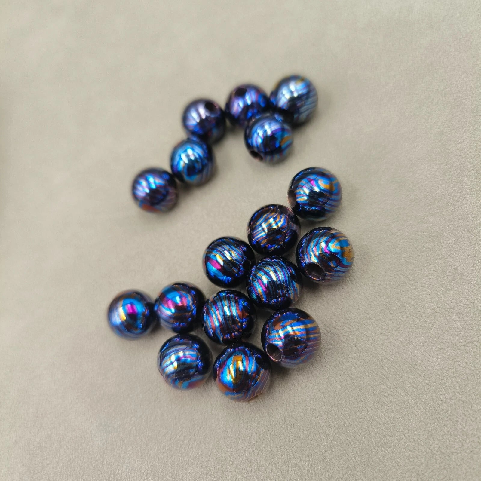 Titanium Damascus Bead Timascus round bead - Mokuti 6-22mm Bead 07FC0E-D4 - KOEEK