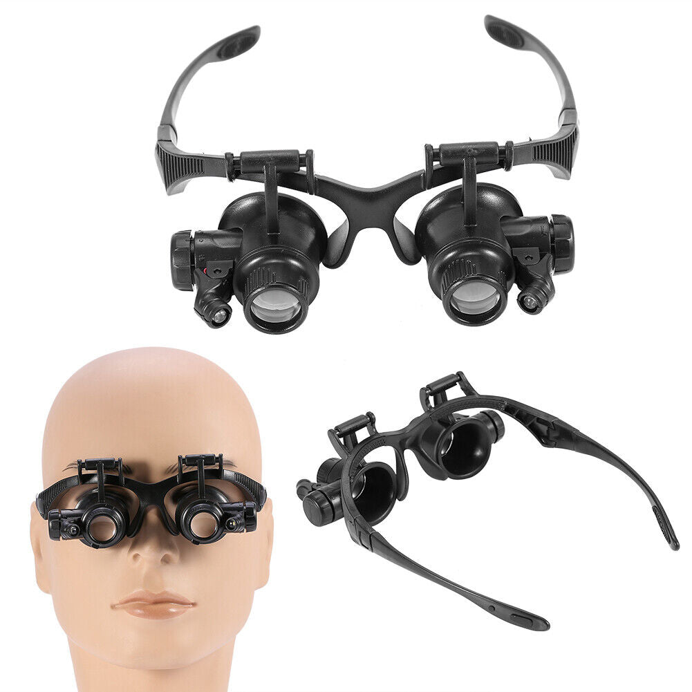 new Head Wearing Magnifying Lens Double Eye Jewelry Watch Repair Loupe Glasses HGF koeek - KOEEK