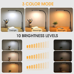 LED Desk lamp with Clamp, Eye-Caring Clip on Lights for Home Office, 3 Modes 10 07FC0E-D4 - KOEEK