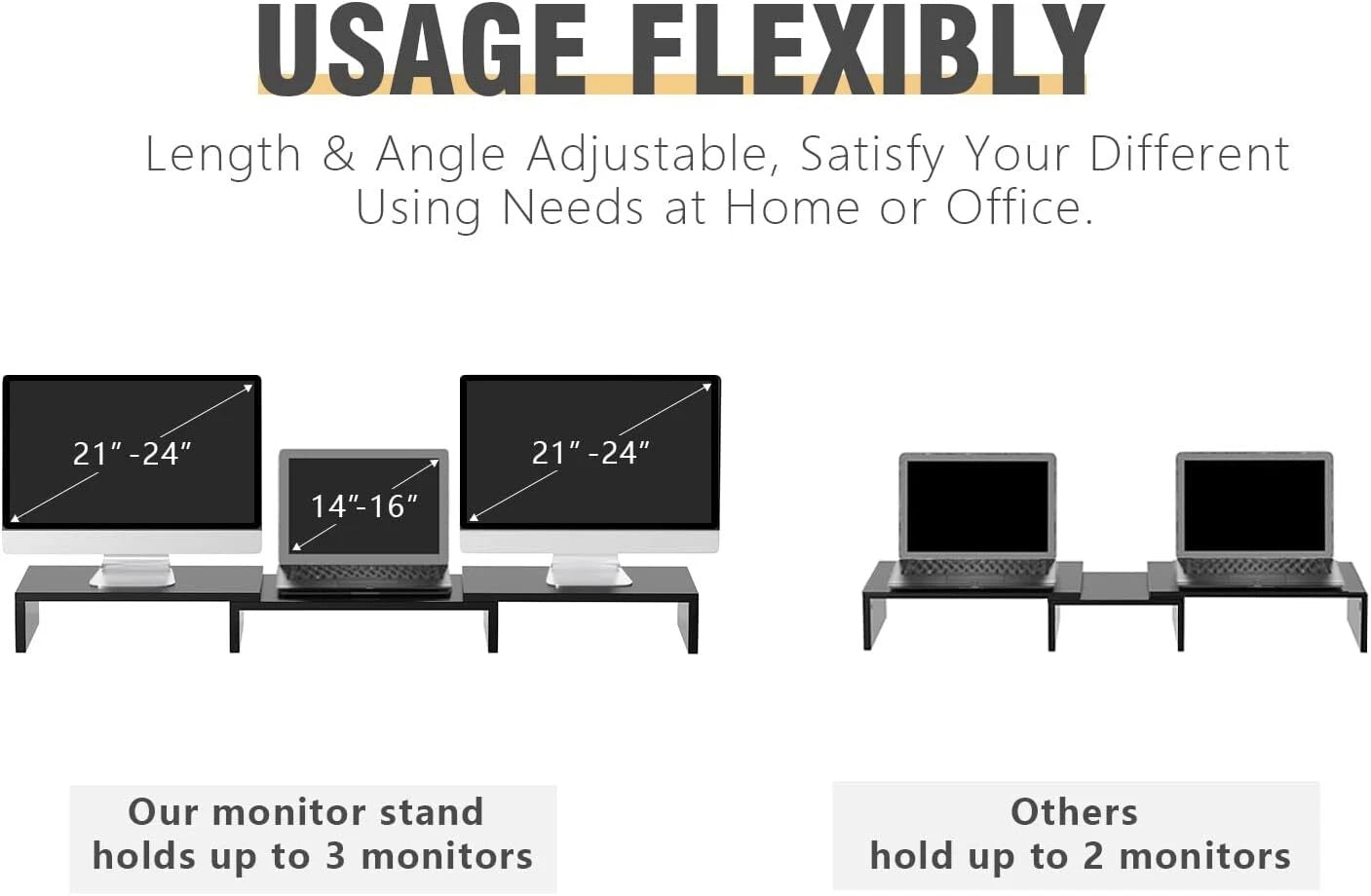 Dual Monitor Stand Riser Office Desktop Organizer Stand 2 Monitors,Adjustable 07FC0E-D4 - KOEEK