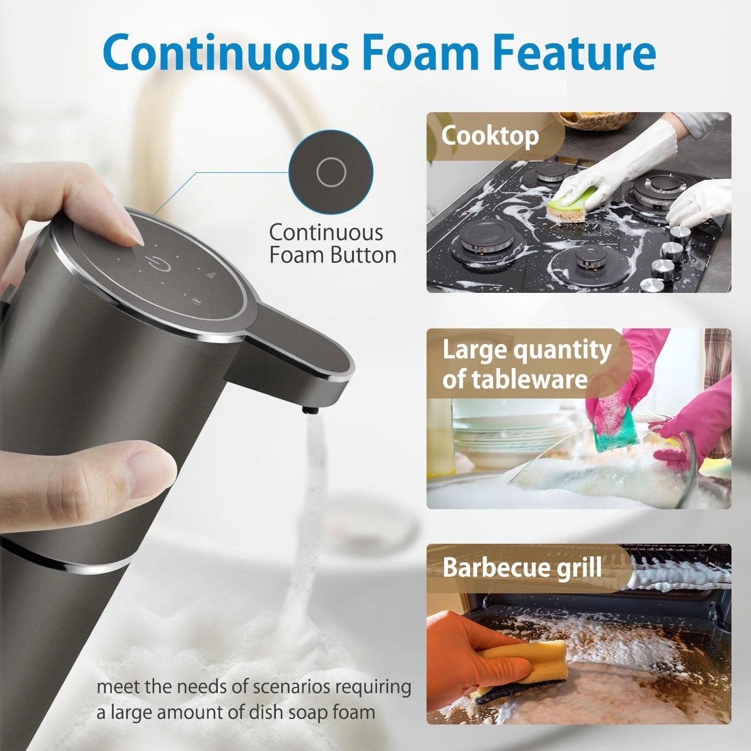 Automatic Foam Hand Sanitizer Dispenser, USB Rechargeable, 12.8 oz/380 ml 07FC0E-D4 - KOEEK