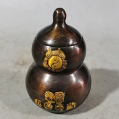 Purple Copper Bagua Dragon Gourd Bottle Feng Shui Wealth Home Decor Figurine 07FC0E-D4 - KOEEK