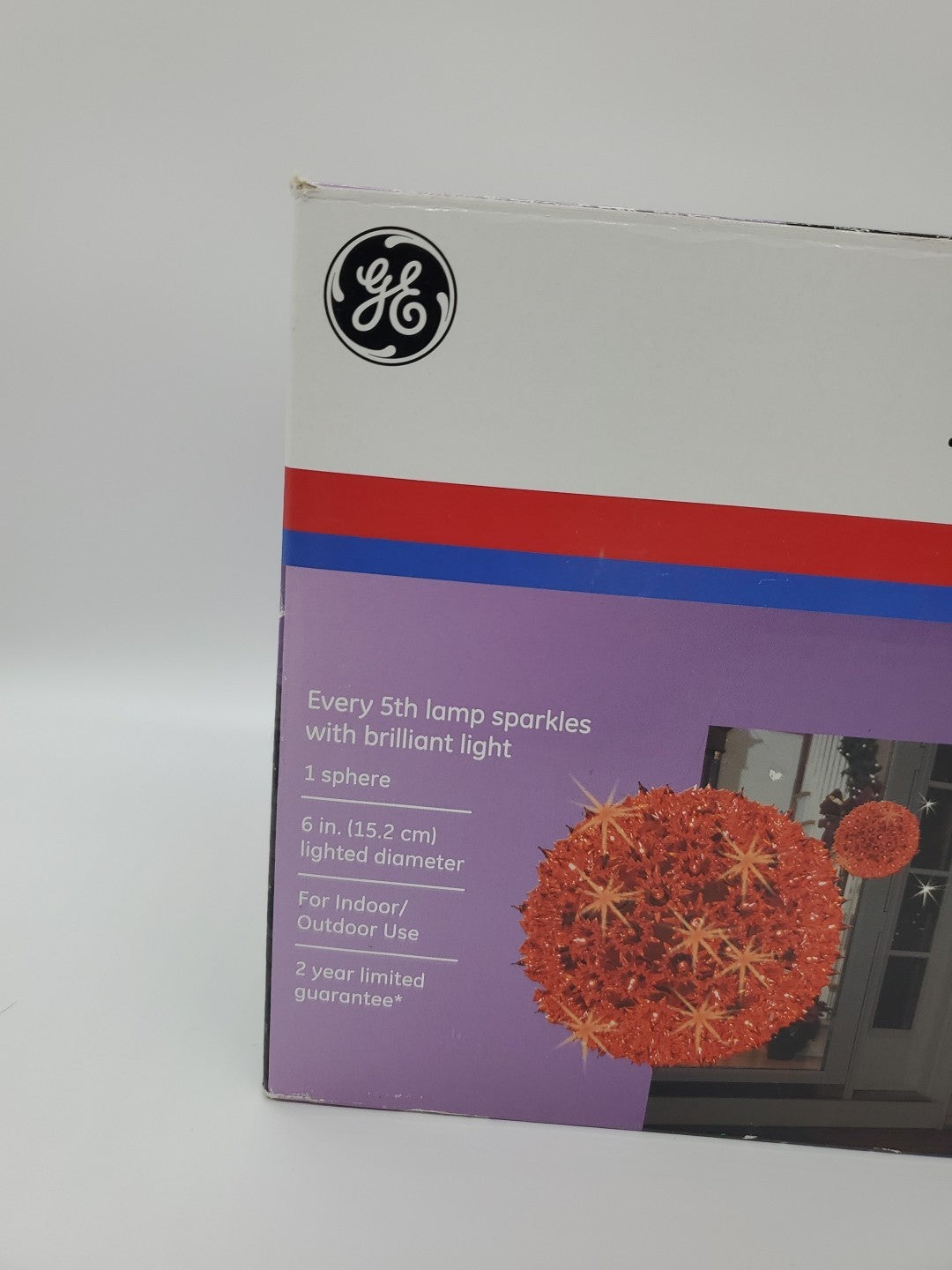 2 GE Super Sphere Holiday Classics 100 Lights Orb Red Lighted Christmas Fairy GE - KOEEK