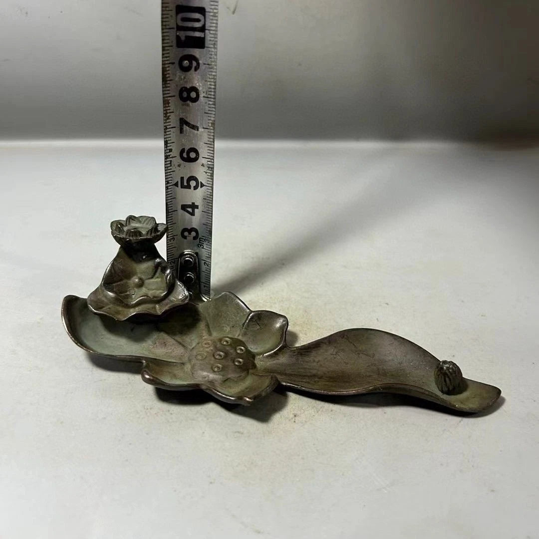 Antique Patina Lotus Backflow Incense Burner Creative Aromatherapy Base Decor 07FC0E-D4 - KOEEK