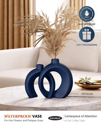 Blue Vase Set (2 pieces) -Suitable for living room coffee tables and bookshelves 07FC0E-D4 - KOEEK