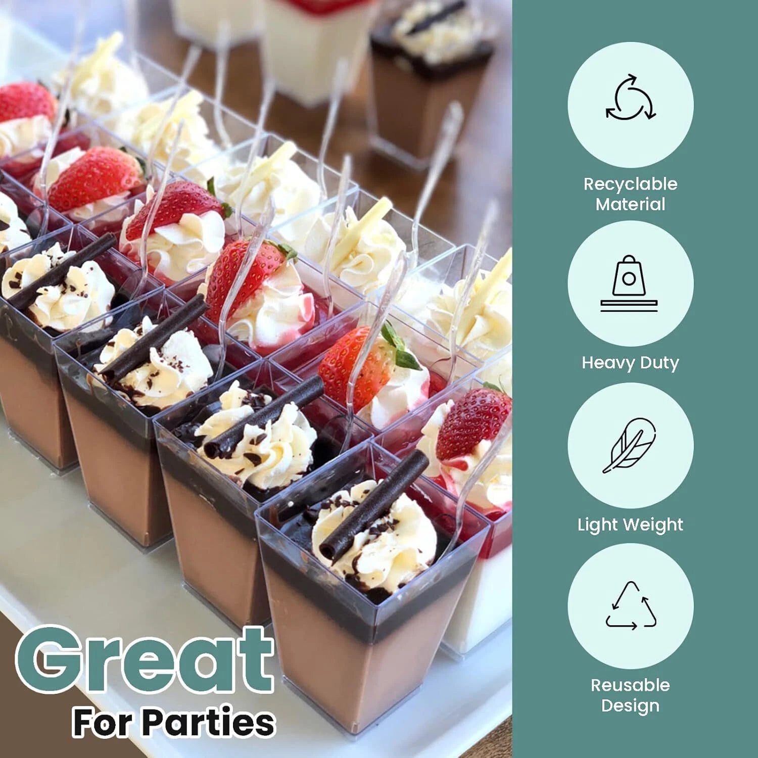 100 Pack 5 oz Plastic Dessert Cups with Lids and Spoons, Parfait Cups with Lids 07FC0E-D4 - KOEEK