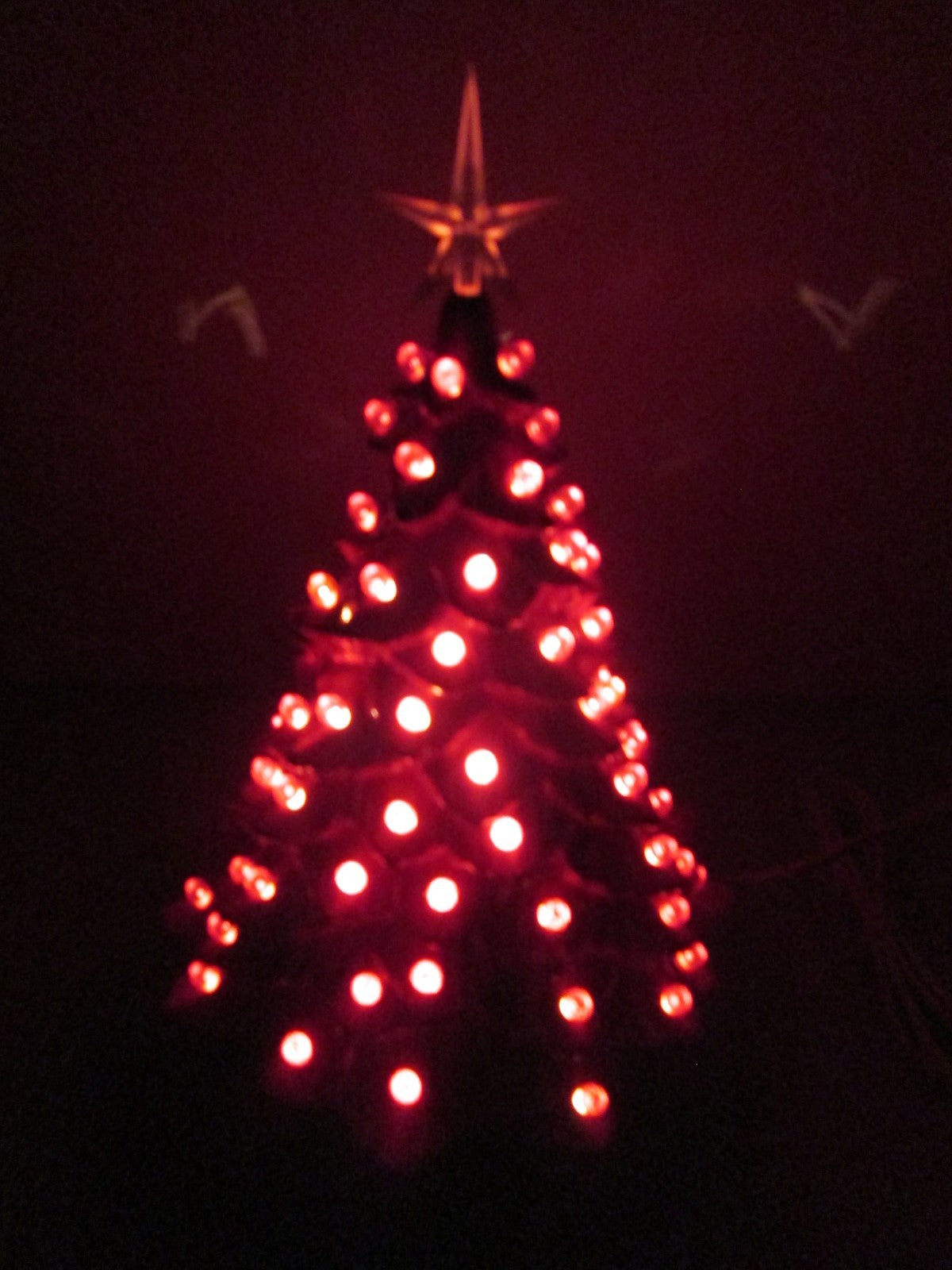 "Red Glazed  Ceramic Christmas Tree"  ly Made/ Extra Lights 07FC0E-D4 - KOEEK