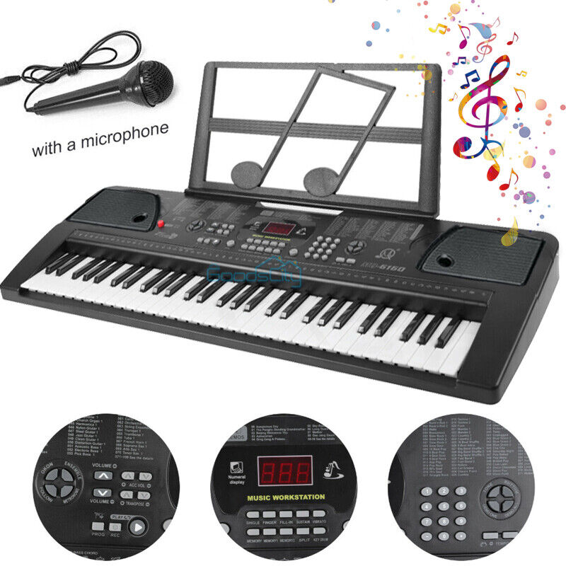 ny 61-tangenters digital musikk Piano Keyboard Elektronisk musikkinstrumentstativ og mikrofon