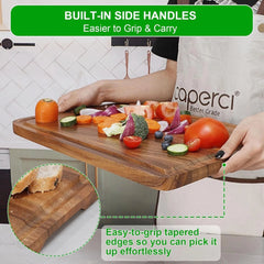 Acacia Wood Cutting Board for Kitchen - Organic Wooden Chopping Serving Board 07FC0E-D4 - KOEEK