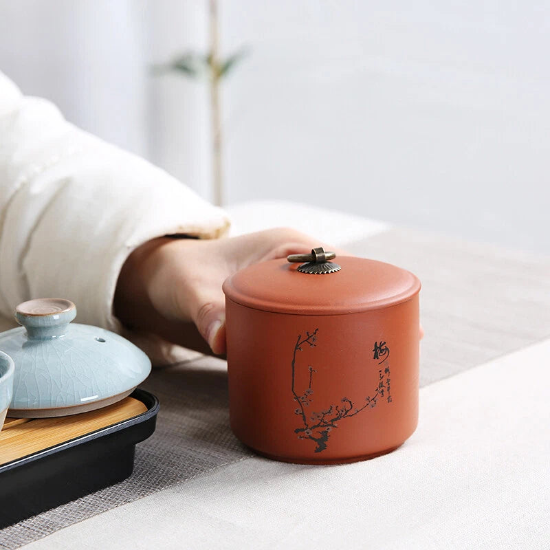 1pc Purple Clay Tea Jar Travel Tea Bag Storage Box Portable Sealed Tea Caddy 07FC0E-D4 - KOEEK