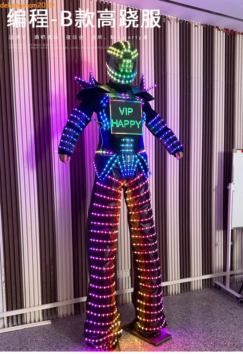 LED Stilts Robot Programming Costume Illuminated Dance Club Bar Clothes Suit 07FC0E-D4 - KOEEK