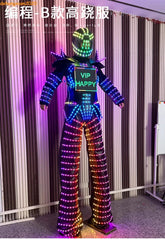 LED Stilts Robot Programming Costume Illuminated Dance Club Bar Clothes Suit 07FC0E-D4 - KOEEK