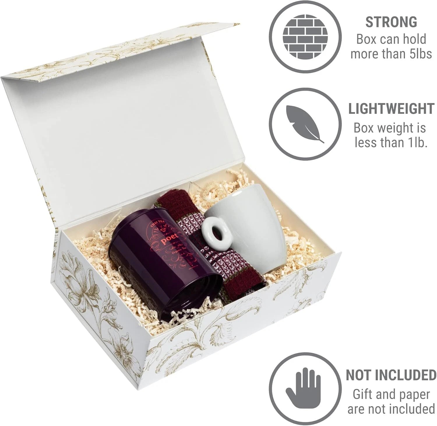 Keepsake Gift Box | Flower Box with Magnetic Lid, 11.5 in. x 7.5 in. x 3.5 in. 07FC0E-D4 - KOEEK