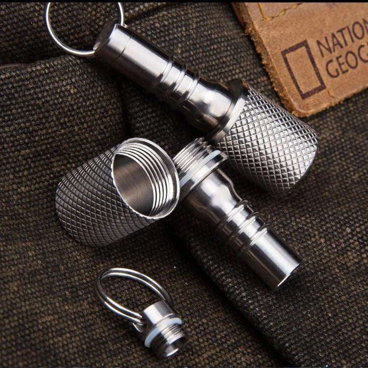 Titanium Pill Holder Case Organizer container Waterproof Portable Keychain EDC 07FC0E-D4 - KOEEK
