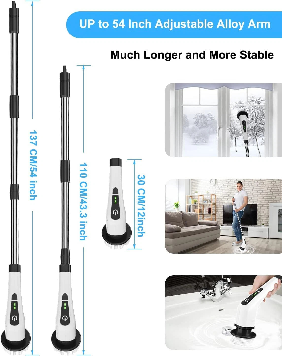 Electric rotary scrubber with 8 rechargeable cleaning brushes 07FC0E-D4 - KOEEK