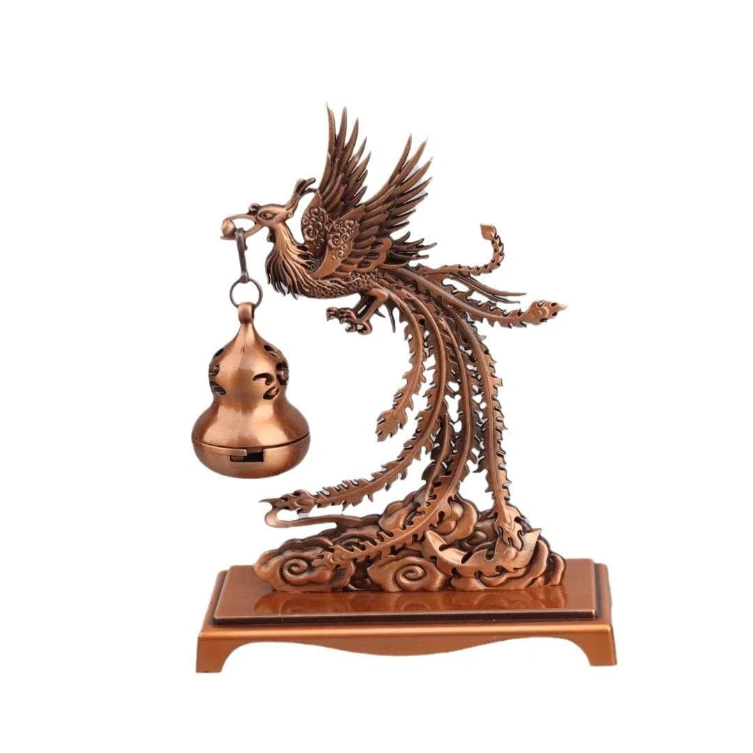 10.6X10.6X14cm Phoenix Hanging Incense Burner Retro Home Aromatherapy Decor 07FC0E-D4 - KOEEK