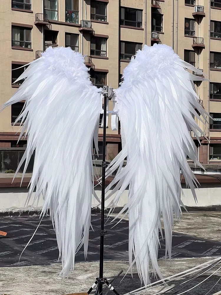 ACGN Exhibition Cosplay Angel Wings Halloween Prop White/Black Feathered Limb 07FC0E-D4 - KOEEK