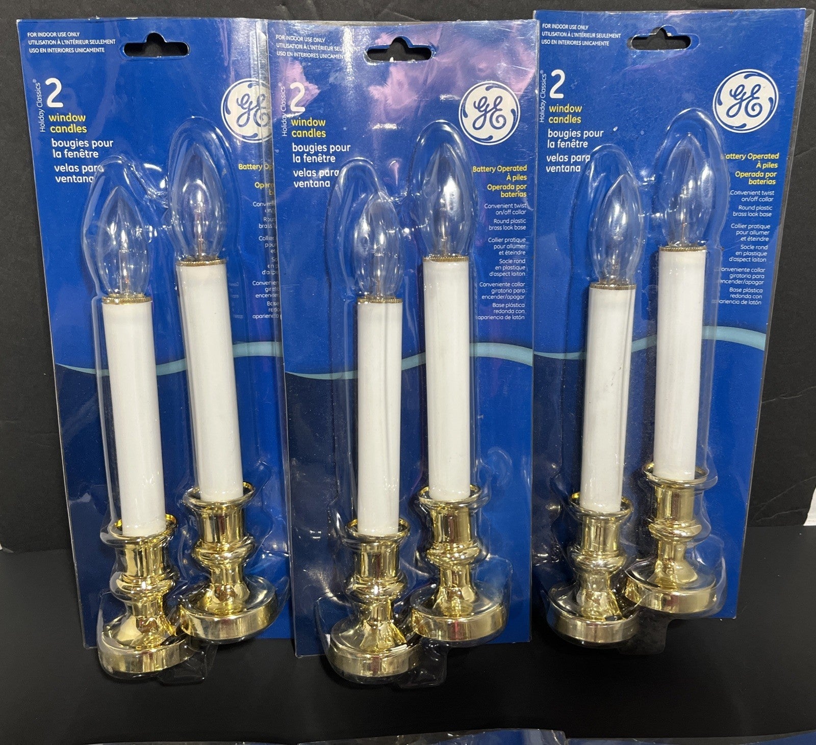 12 NOS 2011 GE Window Candle Lights 9.5” Battery Twist Base Switch White Plastic GE - KOEEK