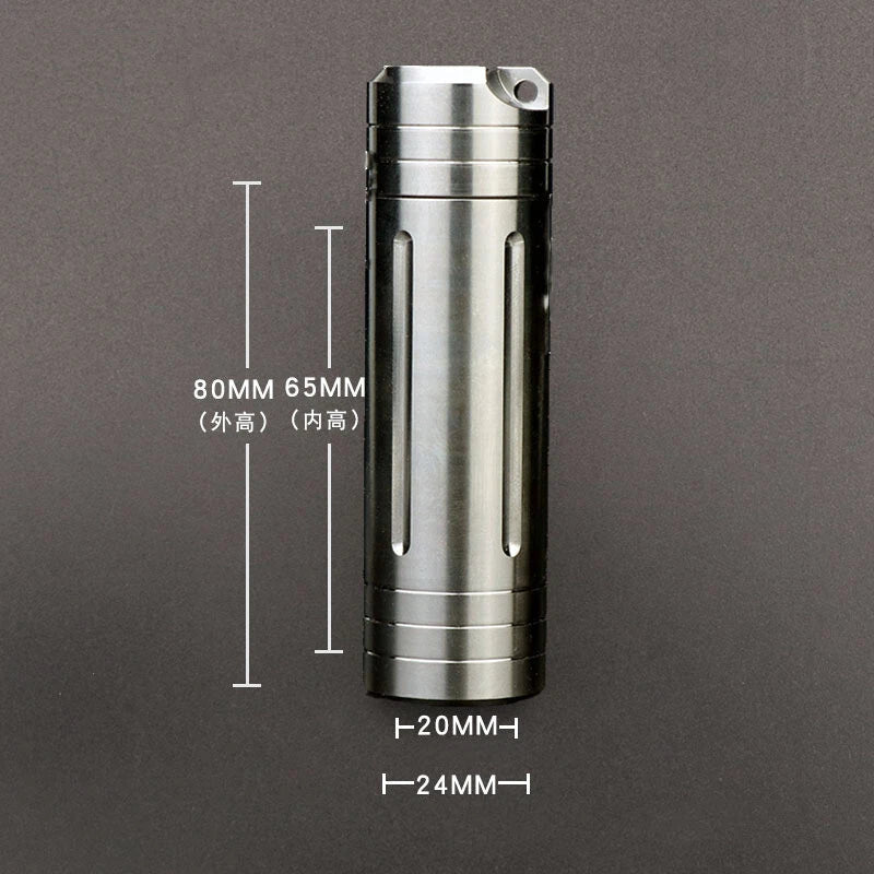 Titanium Alloy Waterproof Case EDC Portable Pill Medicine Capsule Storage Tools 07FC0E-D4 - KOEEK