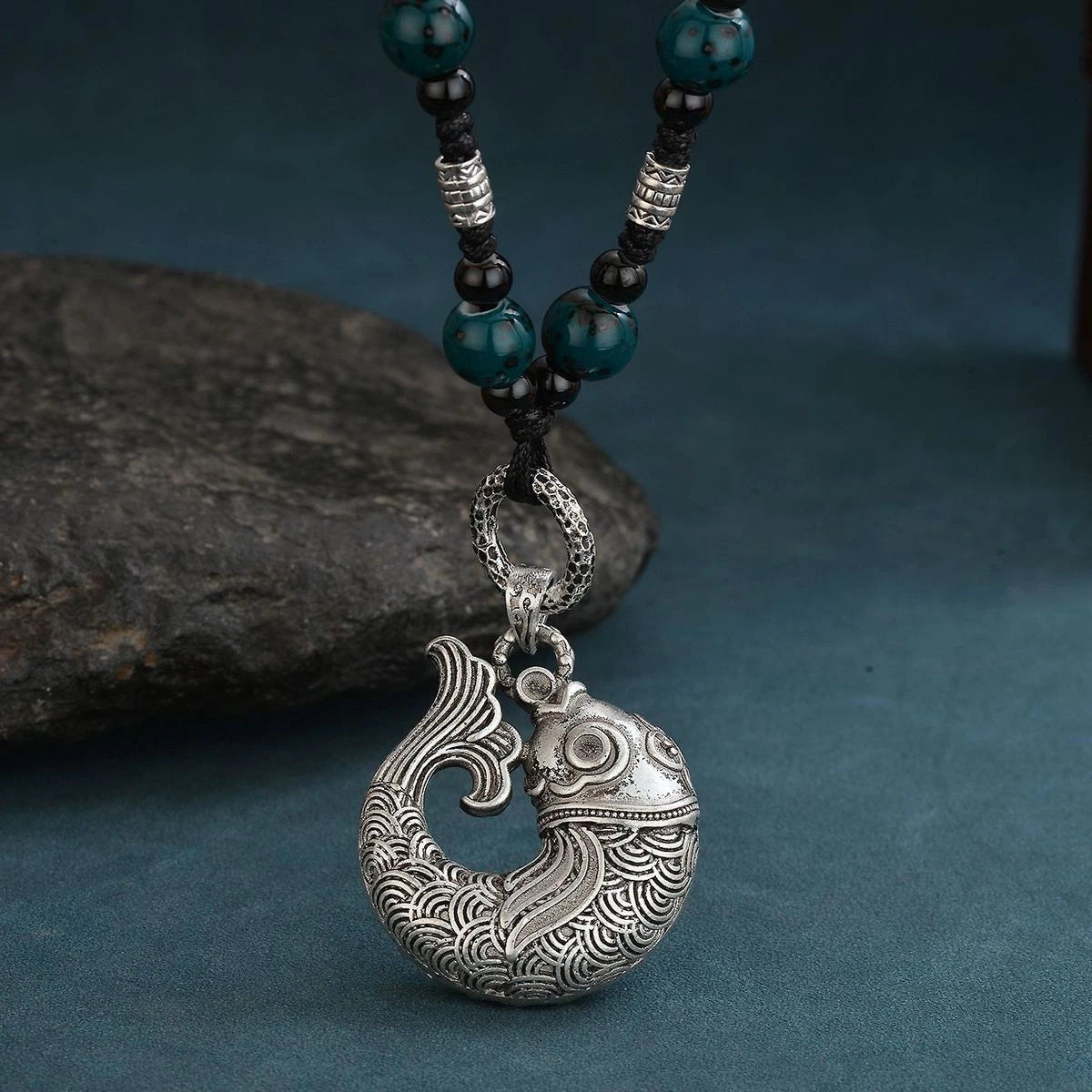 Chinese Style Vintage Koi Pendant Necklace Ethnic Sweater Chain Women 07FC0E-D4 - KOEEK