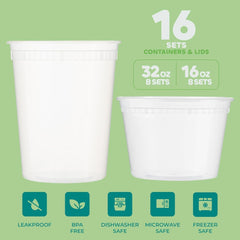 new JoyServe Deli Food Containers with Lids - (16 16 Sets - 16 & 32 oz, Clear JOYSERVE - KOEEK