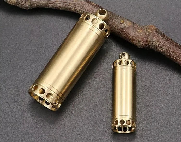 EDC Brass Waterproof Pill Box Organizer Container Case Storage Tank Key chain 07FC0E-D4 - KOEEK