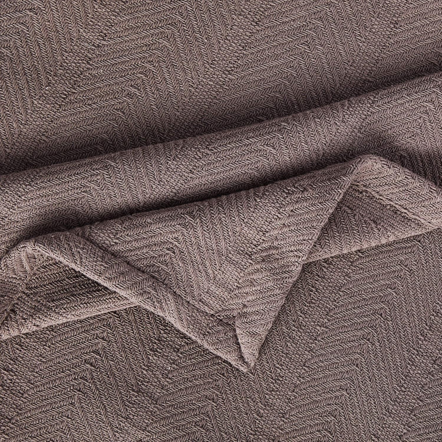 new Eddie Bauer Home Herringbone Collection Blanket- Cotton, Queen, Mushroom