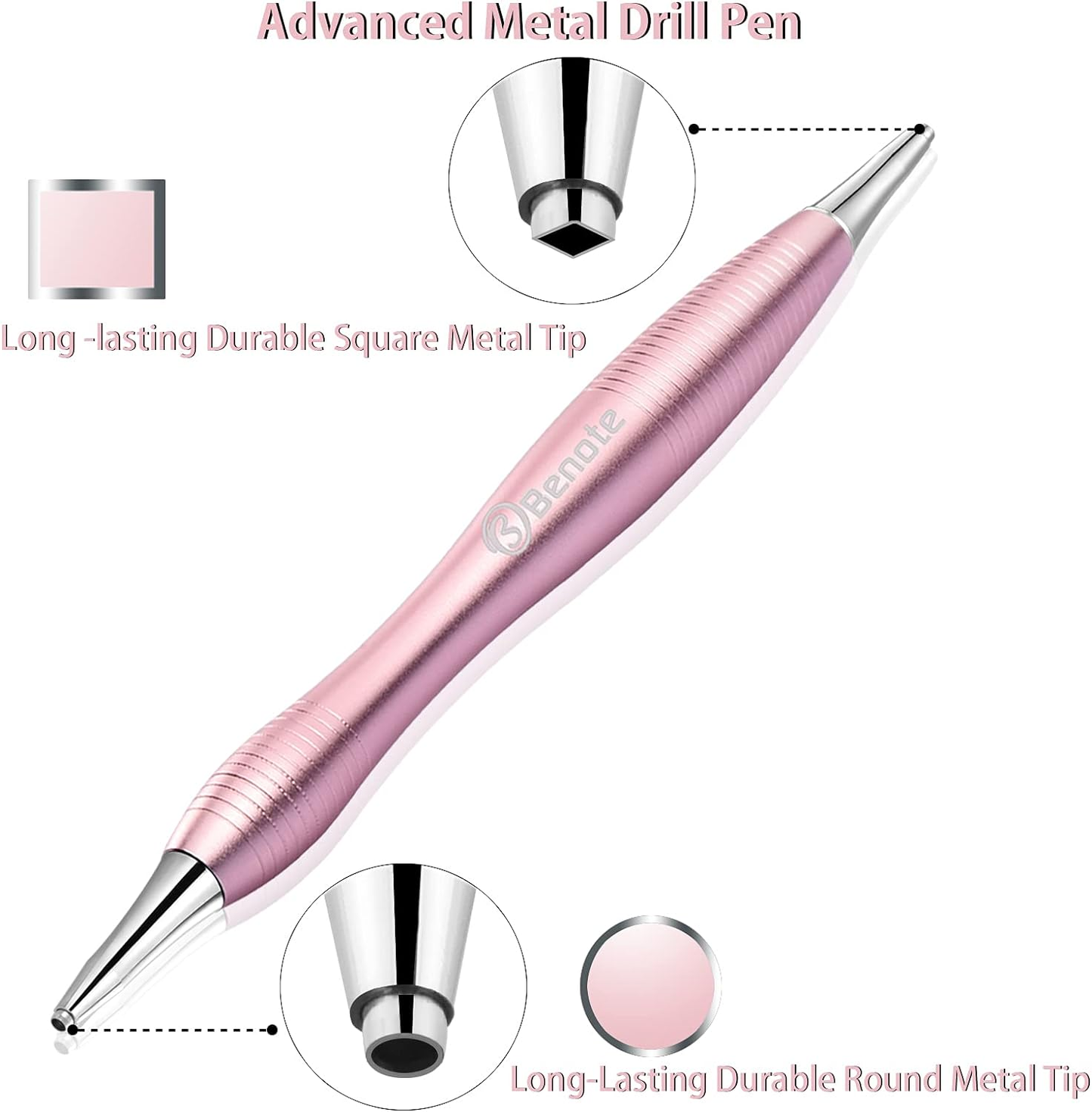 ny Diamond Art Painting Pen Tilbehør Værktøj, metal firkantede og runde spidser Ergonomi