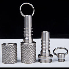 Titanium Pill Holder Case Organizer container Waterproof Portable Keychain EDC 07FC0E-D4 - KOEEK