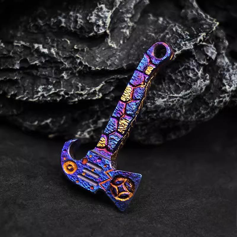 Handmade Titanium Keychain Necklace Pendant Pry Bar Crowbar Bottle Opener EDC 07FC0E-D4 - KOEEK