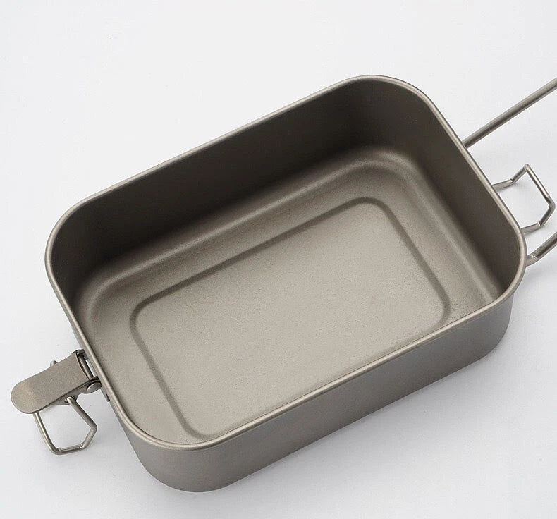 800ml Outdoor Survival Lightweight Pure Titanium Mess Tin Fast Cooking Mess Kit 07FC0E-D4 - KOEEK