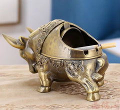 Vintage Bull Ashtray with Lid Cigar Cigarettes Metal Ashtray Windproof Ash Tray 07FC0E-D4 - KOEEK