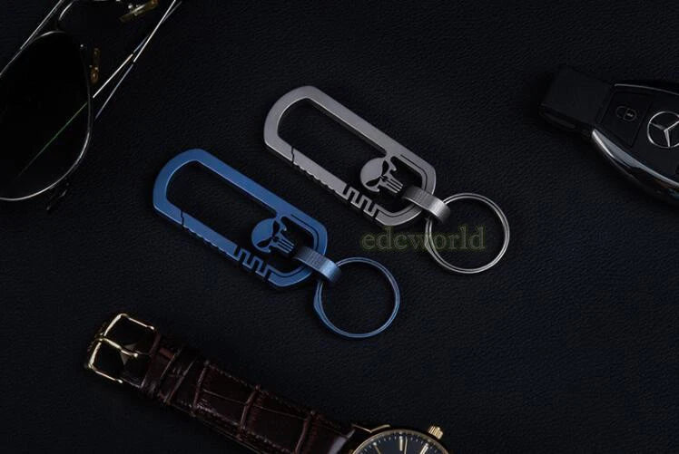 Outdoor CNC Titanium TC4 Skull Key Carabiner w/ Key Ring Fast Hanging EDC Tool 07FC0E-D4 - KOEEK