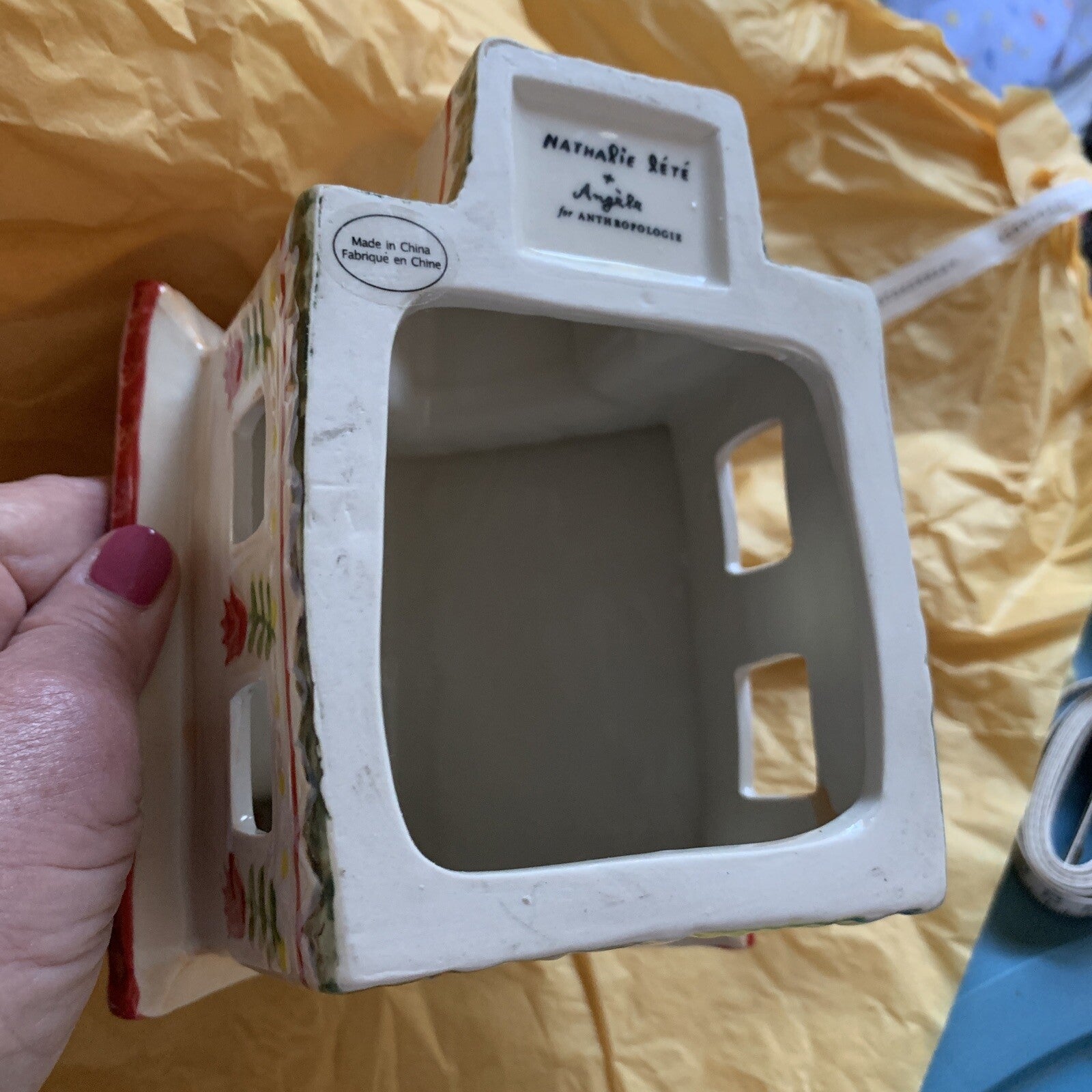 Anthropologie Nathalie Lete Holiday Village House Peach Tea Light Cottage NWT ANTHROPOLOGIE - KOEEK