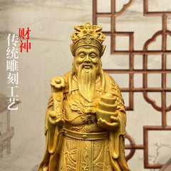 7*5*20cm Boxwood Carving Wealth God Figurine Home Office Decoration Prosperity 07FC0E-D4 - KOEEK