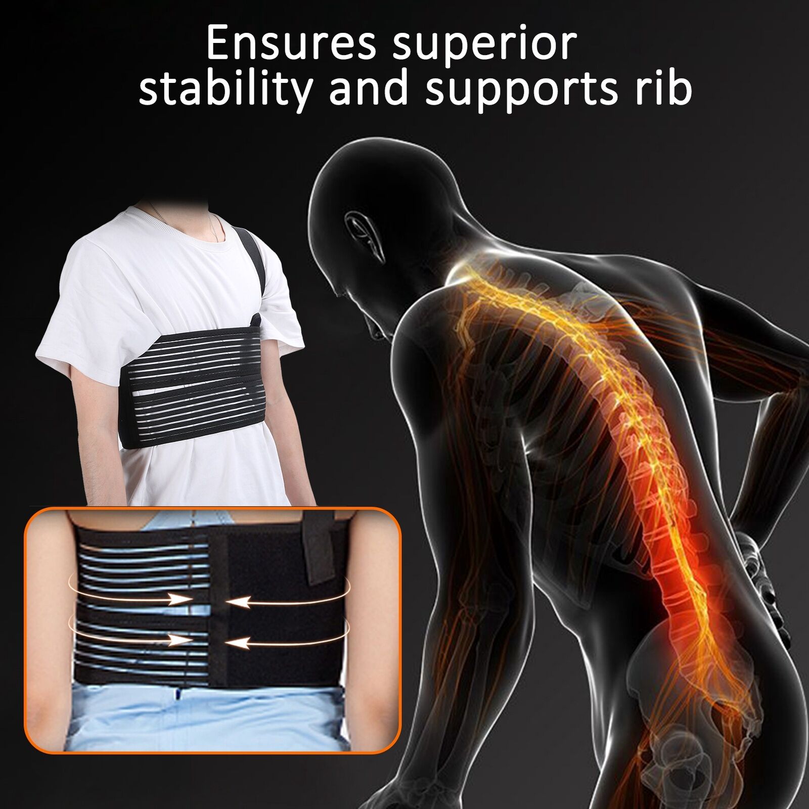 new (L)Adjustable Broken Rib Brace Elastic Chest Wrap Belt Unisex Men Women HGF koeek - KOEEK