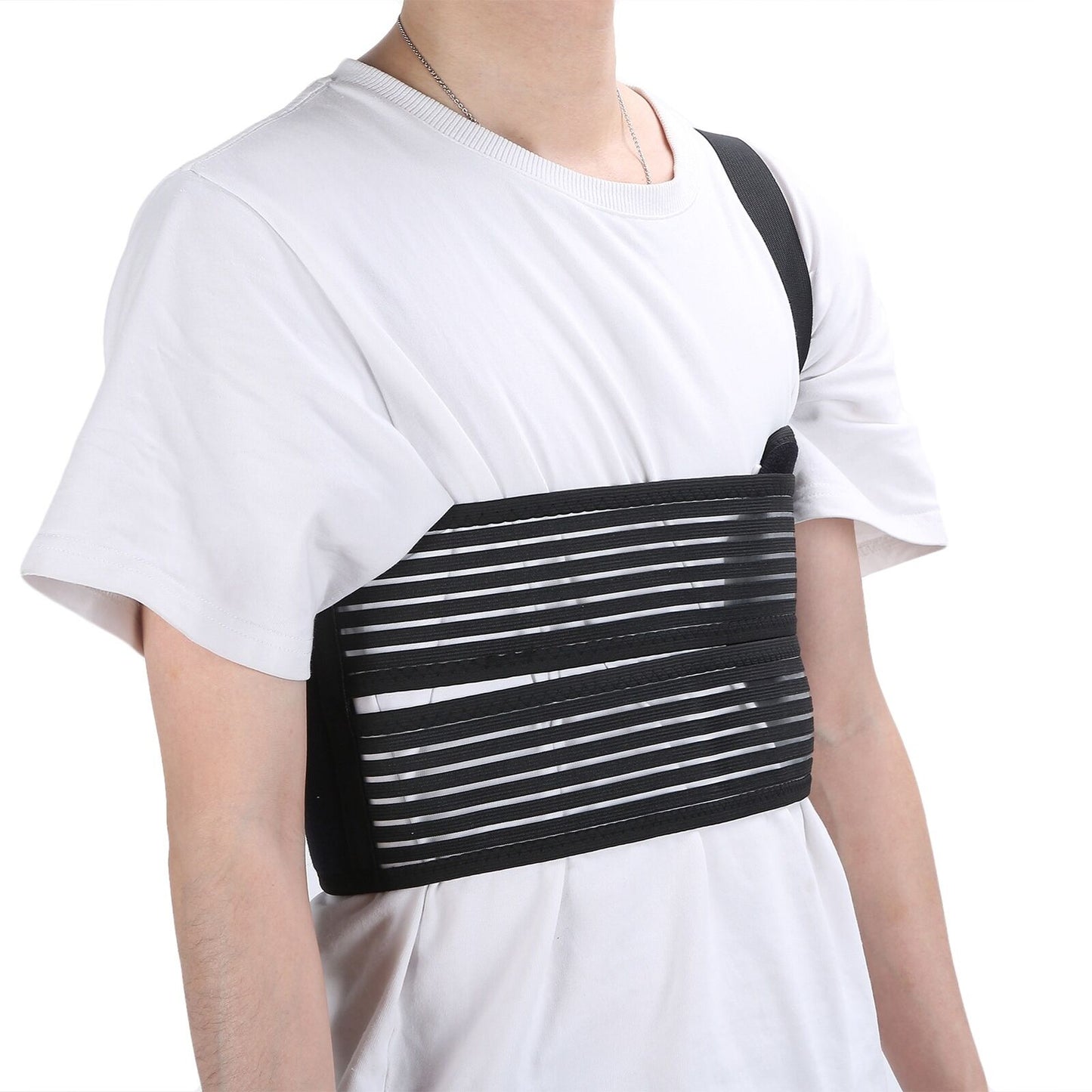 new (L)Adjustable Broken Rib Brace Elastic Chest Wrap Belt Unisex Men Women HGF koeek - KOEEK