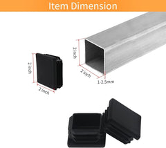 new WZB, 2 Inch 2x2 Square Tube End Cap Plastic Plugs 12 Pack, 2 Black WZB - KOEEK